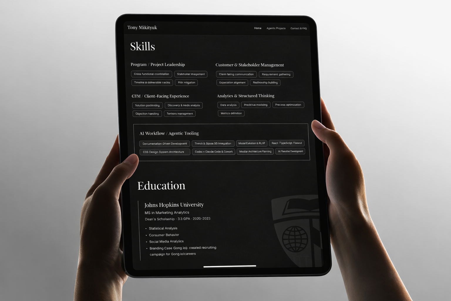 About & Skills on iPad